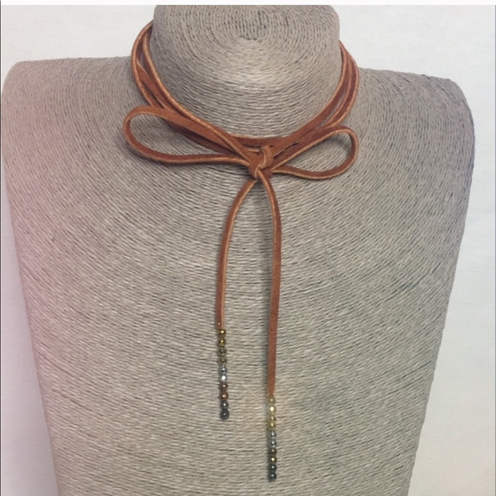 Handmade Leather Wrap Western Choker Necklace